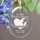 In Our Hearts Forever Memorial Personalized Oval Glass Ornament